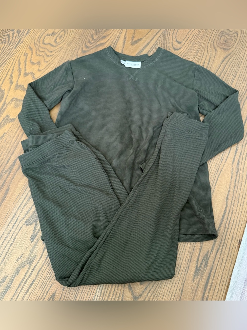 Cozy earth waffle pajamas